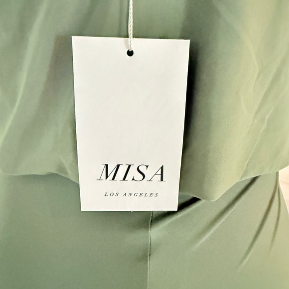 NWT MISA Los Angeles Leza Olive Green V-Neck Twist Front Maxi Dress Size S - Picture 8 of 9